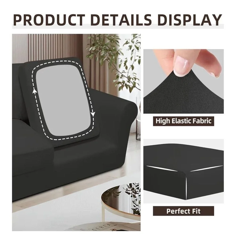 Easy-Going 7 Pieces Stretch Couch Cover Set for 3-Seat Sofa with Separate Backre